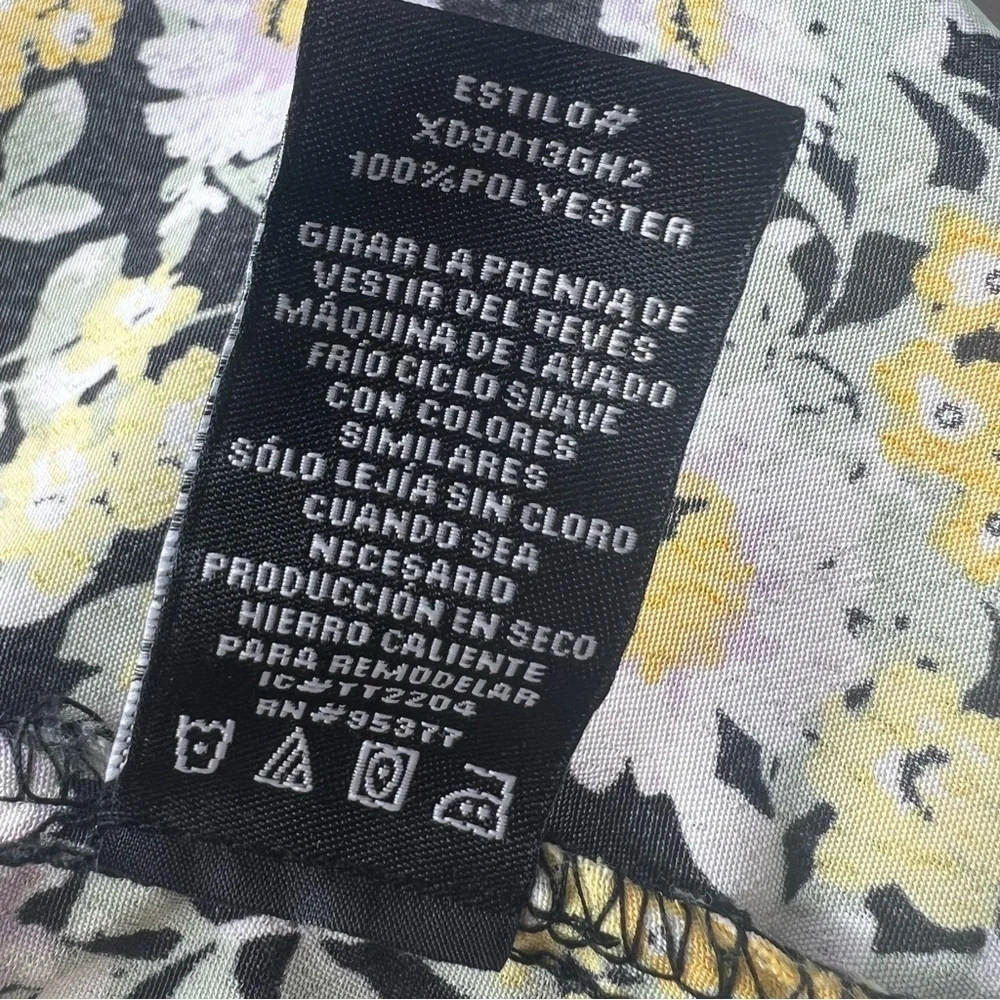Social Standard by Sanctuary Black Yellow Floral Shoulder Tie Smocked Midi Dress - Picture 13 of 13